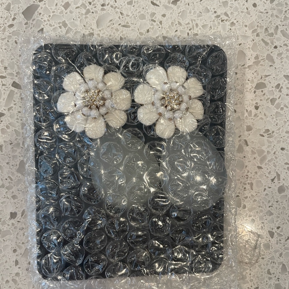 J. Crew White and Gray Teardrop Floral Earrings - Picture 3 of 6